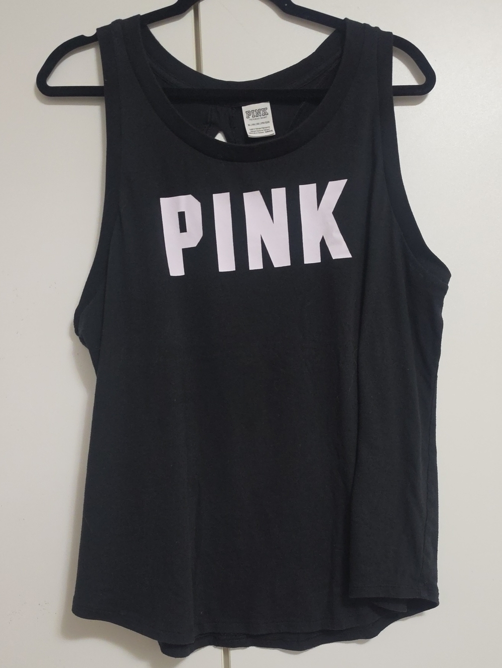 PINK Victoria's Secret Black Tank with Light Pink Logo
